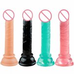 Super Mini Dildo Female Masturbator 4Colors 15*2.5CM With Suction Cup Soft Realistic Penis Stimulate Massage Sex Toys For Woman.