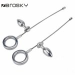 Zerosky Stainless Steel Removable Anal Butt Plug  With Cock Cage Penis Rings  Male Bdsm Slave Fetish Sex Toys