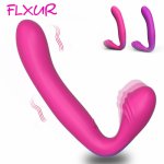 FLXUR Double Ended Strapless Strapon Dildo Vibrators for Women Gay Silicone G Spot Vaginal Anal Intimate Adult Sex Toy for Woman