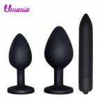 Crystal Jewelry Mini Butt Plug Silicone Anal Plug With 10 Mode Bullet Vibrator Prostate Massager Anal Sex Toys for Men Women