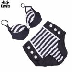 KayVis High Waist Bikini Women Swimsuit 2019 New Sexy Print Stripe Padded Push Up Swimwear Bikini Set Bathing Suit Swim Wear