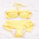 TCBSG 2019 Retro Vantage Solid Halter Top Bikinis Dress Swimsuit Female Swimwear Women Sexy Bikini Set Bathing Suits Biquini