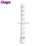Glass Dildo Pyrex Crystal Butt Plug Double Anal Beads G Spot Massager Fake Penis Vaginal Stimulate Adult Sex Toys for Women Men