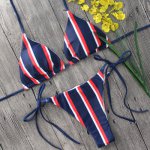 2018 New Bathing Suit Swim Beach Wear Bikini Set Navy Stripes Sexy Bikini Swimwear Women Strappy Swimsuit Maillot De Bain Femme