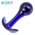 Ikoky, IKOKY Pyrex Crystal Blue Glass Butt Stimulation Sex Products Prostate Massager Sex Toys for Women Men Anal Plug Butt Plug