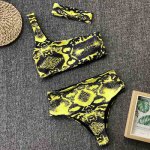 Sexy Snake Print Swimsuit Female 2019 New High Waist Bikini One Shoulder Push up Thong Swimwear Women bathing suit Summer