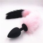 Fox, Anal Plug Fox Tail Silicone Butt Plug Pink Black Top Tail Butt Stopper Anal Sex Toys Anal Dilator Tail Plug for Women H8-109A