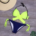  HolaSukey Solid Bikinis Set Sexy Bikini Push Up Swimsuit Floral halter Top Swimwear 2019 New Women Summer Beach Wear Biquini   