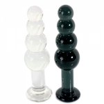Big glass anal beads transparent/black butt plug anus masturbator stimulator large anal plugs buttplug sex toys for woman