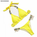 Diamond Swimsuit Crystal Bikini Set Brazilian Padded Swimsuits Push Up Swimwear Sexy Women Biquini 2019 Bathing Suit
