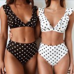 2018 Sexy Brazilian Women Bikini Set Push-up Padded Bra Swimsuit Dots Print Swimwear High Waist Beachwear Ruffles Bathing suit 