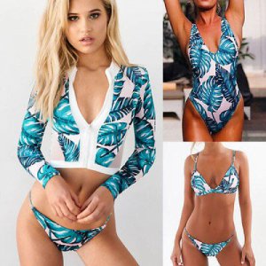 Hot Sport Swimwear Sexy Women Island Tree Print Bikini Set Monokini Beach Swimsuit Swimwear Bandage Bathing suit