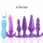 6pcs/set AV Vibrating Wand Mini Anal Butt Plug Vibrator G Spot Stimulator Anus Massager Adult Masturbator Sex Toys For Women Men