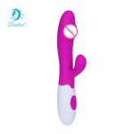 Wholesale 10pcs/lot Sex Products With 30 Speeds Silicone Rabbit Dual Vibrators Massager G-spot Stimulator Erotic Sex Toys Dildo