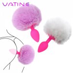 VATINE Anal Plug Tail Erotic Toys Silicone  Butt Plug Cute Anal Sex Toys for Women Hairy Rabbit Tail