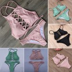 Sexy Women Bandage Swimwear Bikini Set Brazilian Push-up Unpadded Bathing Suit Swimsuit Beachwear