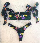 Swimwear Women Parrot Print Bikini Set  Bandage Swimsuit Sexy Bikinis Maillot De Bain Feme Summer Bathing Suit Biquini
