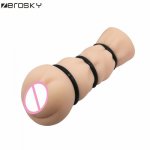Pocket Vagina Realistic Pocket Pussy Aircraft Cup for Men Masturbation with 3 Rings Sex Toys for Men 2019 Newest Zerosky