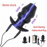 Electro Shock Anal Speculum Hollow Butt Plug Enemator 10 Speed Anal Vibrator Anal Dilator Cleaner Vibro Sex Toys for Men Women.
