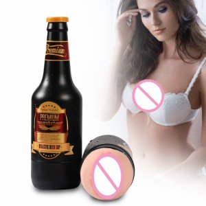 Beer Bottle Realistic Vagina Male Masturbator Silicone Pocket Pussy Adult Masturbation Aircraft Cup Men Erotic Sex Toy for Man