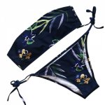 SAGACE 2019 Sexy Blue Push Up Bikinis Set Bandeau Bandage Print Floral Swimsuit Brazilian Female Thong Swimming Suit