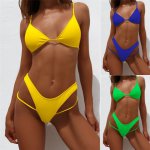 Sexy Solid High Cut Swimsuit Triangle Thong Swimwear Women Bandage Bikini Set Brazilian Bathing Suit Female Summer Beachwear