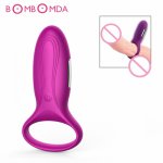 Silicone USB Charging 7 speed Male Vibrating Lock Cock Ring Delay Lasting Penis Ring Vibrator Adult Sex Toys for Men & Women O3