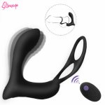 Male Prostate Massage Vibrator Anal Plug Silicone 10 Speed Prostate Stimulator Butt Plug Delay Ejaculation Ring Toy For Men