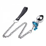 Leash Chain Anal Plug with Bell Adult BDSM Games Stainless steel Crystal Heart Anal Sex Butt Plug Stimulator Sex Toys For Wome