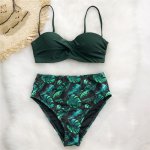 Bikini 2019 Women Print Pleated Padded Two Pieces Bathing Suit  Sexy Printed Bandage Split Swimsuit Set Swimwear Dropship J#24