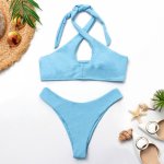 New Bikini Set Solid Swimsuit String Swimwear Cross Bathing Suit Hollow May Sexy Swimming Suit For Women Bathers Maillot