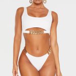 Peachtan Sexy hollow out swimsuit female Ring push up swimwear women bathers High cut bathing suit White bikinis 2019 mujer new