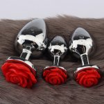 Rose Flower Anal Plug For Men And Women Anal Masturbator Adult Sex Goods Stainless Steel Butt Plug Toys For Adults Sex Products