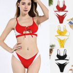 new sexy solid patchwork string Hollow thong swimsuit bikini set 2019 swimming suit for women swimwear bathing suit maillot