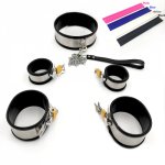 BDSM bondage set stainless steel silicone neck collar hand ankle cuffs slave restraints handcuffs fetish sex toys for couples