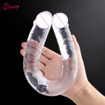 Double Dildo Flexible Soft Jelly Vagina & Anal Women Gay Lesbian Double Ended Dong Penis Artificial Penis Anal Sex Toy for adult