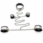 Silicone Liner Stainless Steel Neck Collar Handcuffs Ankle Cuffs BDSM Bondage Sex Toys For Couples Adult Games Slave Restraints