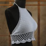 Handmade Crochet bikini Lined Padded Swimwear Top - Sexy Women's Crop Top - Custom size color S / M / L