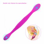 Newest! Dual Head Shock Silicone Vibrator USB Charging Female Masturbation Massager Vibrating Stick Sex Toy for Lesbian A1-1-308