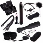 SM Kit Plush Suit Vibrator Handcuffs Vibration Nipple Clamps Sex Toys Set 12PCS Fun new product flirting Free Shipping H4