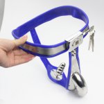 Male Chastity Belt Curve Waist Fully Adjustable Stainless Steel Chastity Belt with Penis Cage Anal Plug Sex Toy for Men G13