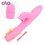 OLO Clitoral Stimulator DildoVibrator 7 Speed Sex Toys For Women Heating Telescopic Rotating G Spot Tongue Licking