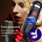 Automatic Telescopic Double Hole Male Masturbator Soft TPE Vibrator Oral Real Vaginal Voice Aircraft Cup Sex Masturbation Cup
