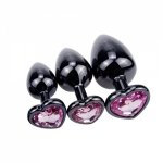 Black Metal Pink Heart Crystal Butt Anal Plug Silicone Rabbit Vibrator Clitoris Massager Adult Smooth Anus Sex Toys For Couple