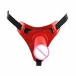 Sexy Red Realistic Strap on Dildo Adjustable Silicone Adult Erotic Toys For Lesbian Erotic Game 2 Style Choose