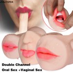 Real Pussy Lifelike Mouth Oral Sex Masturbation silicone Artificial Vagina Adult Sex Toys for Men Masturbator