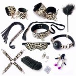 10 pcs/set Erotic Sex Products for Adults BDSM Sex Bondage Set Sex Handcuffs Nipple Clamps Gag Whip Rope Sex Toys for Couples