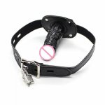 BDSM Cock Head Silicone Dildo Penis Ball Mouth Gag ,Leather Strap On BDSM Gagging Muzzle,Adult Sex Toy For Couples