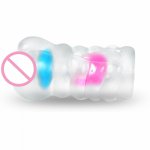 Transparent Pussy Masturbator Realistic Vagina Anal Male Masturbation Double Lock Rings Erotic Adult Sex Toys Intimate Products