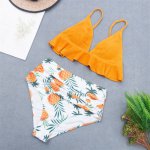 Ribbed Bikini Brazilian 2020 Yellow Bathing Suit Cute Women High Waist Ruffle Swimwear Push Up Sexy Pineapple Swimsuit Biquinis
